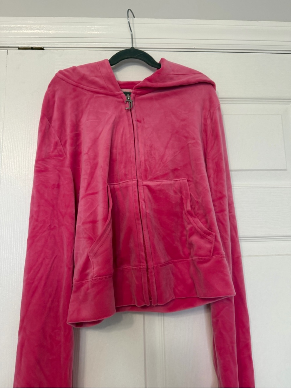 Juicy Pink Hooded Velvet Zip Jacket